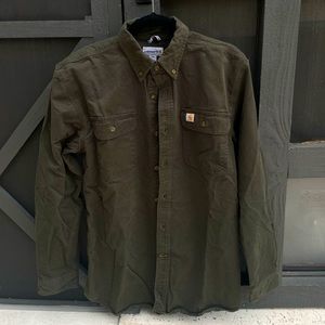 Carhartt Olive Green Medium Button Down Cotton Shirt